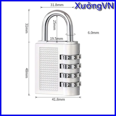 Ổ khoá số mini xoay 4 chữ số, không chìa khóa, vali, tủ đồ, túi xách Giá 18.800₫
