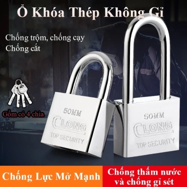Ổ khóa thép không gỉ BDECOR inox - chống trộm, cạy, cắt, cưa cho cửa & vali, 33k 6