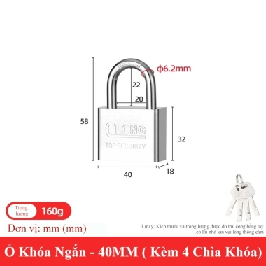 Ổ khóa thép không gỉ BDECOR inox - chống trộm, cạy, cắt, cưa cho cửa & vali, 33k 10