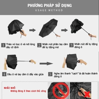Ô Tự Động Đóng Mở Thép, Tăng Phá Kính Ô Tô, Dù Che Mưa Nắng Gấp Gọn 8