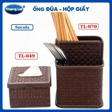 Ống Đựng Đũa Muỗng Thắng Lợi TL070+TL049 – Hộp Giấy Nhựa Nhỏ Gọn, An Toàn cho Nhà Hàng, Quán Ăn – 24.750 đồng