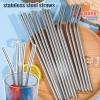 Ống Hút Inox 304 5-15ml - Bàn Chải Vệ Sinh, Tái Dùng, Bạc Uốn Cong & Thẳng, Dùng Gia Đình/Du Lịch