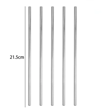 Ống Hút Inox 304 5-15ml - Bàn Chải Vệ Sinh, Tái Dùng, Bạc Uốn Cong & Thẳng, Dùng Gia Đình/Du Lịch 10
