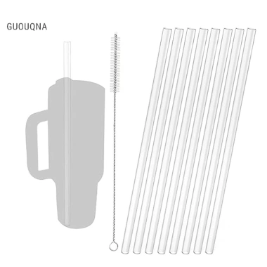 Ống Hút Nhựa Trong Suốt 31cm Có Bàn Chải Vệ Sinh - Tái Sử Dụng, Phụ Kiện Tumblers Du Lịch GUOUqna