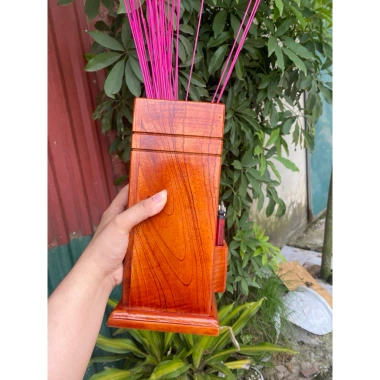 Ống nhang gỗ mạ vàng hoa sen - Đèn cúng sang trọng, trang trí bàn thờ, chỉ 96k