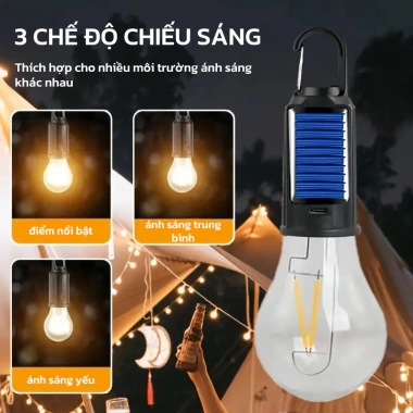 OOKAS Đèn LED Năng Lượng Mặt Trời cho Cắm Trại: Thời Gian Chiếu Sáng Lâu, Nhẹ Dễ Mang Theo, Giá 49.000₫ 2