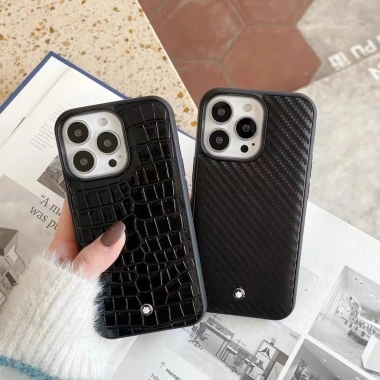 Ốp da sang trọng iPhone 16 Pro Max, 15 Plus, 14, 13 Pro, 12, 11 - chữ thập cá sấu, sợi carbon bảo vệ mặt sau