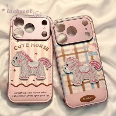 Ốp điện thoại da sọc ngựa màu hồng 3D DIY cho iPhone 17 16 15 14 13 12 11 Pro Max X XR XS Max SE2.020 Giá 49.569₫
