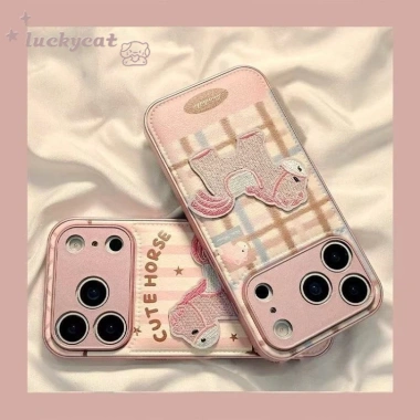 Ốp điện thoại da sọc ngựa màu hồng 3D DIY cho iPhone 17 16 15 14 13 12 11 Pro Max X XR XS Max SE2.020 Giá 49.569₫