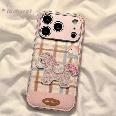 Ốp điện thoại da sọc ngựa màu hồng 3D DIY cho iPhone 17 16 15 14 13 12 11 Pro Max X XR XS Max SE2.020 Giá 49.569₫