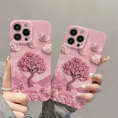 Ốp điện thoại hoa hồng thanh lịch cho iPhone 16/15/14 Pro Max, bảo vệ toàn diện, giảm 20%