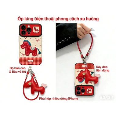 Ốp điện thoại Lucky Pony dây buộc cao cấp cổ điển cho iPhone 16/17 Pro Max