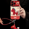 Ốp điện thoại Lucky Pony dây buộc cao cấp cổ điển cho iPhone 16/17 Pro Max 3