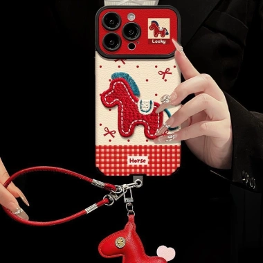 Ốp điện thoại Lucky Pony dây buộc cao cấp cổ điển cho iPhone 16/17 Pro Max