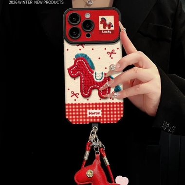 Ốp điện thoại Lucky Pony dây buộc cao cấp cổ điển cho iPhone 16/17 Pro Max