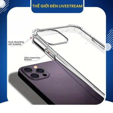 Ốp điện thoại TPU trong suốt bảo vệ 4 góc chống sốc iPhone 11‑16 Pro, Plus, Pro Max - Giá 17.820 VND, hàng xịn