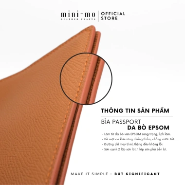 Ốp Hộ Chiếu MINI-MO Da Bò EPSOM - Khắc Tên Miễn Phí, Chống Thấm Chống Xước, 330.000 VND