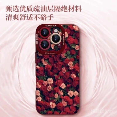 Ốp iPhone 15 Pro Max 16Pro silicone hoa hồng – chống rơi, chỉ 86.058₫