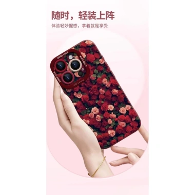 Ốp iPhone 15 Pro Max 16Pro silicone hoa hồng – chống rơi, chỉ 86.058₫