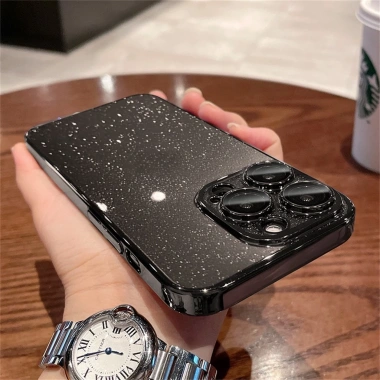 Ốp iPhone 16 Pro Max trong suốt lấp lánh, cứng PC mạ ống kính – Sang trọng, bảo vệ tối đa 6