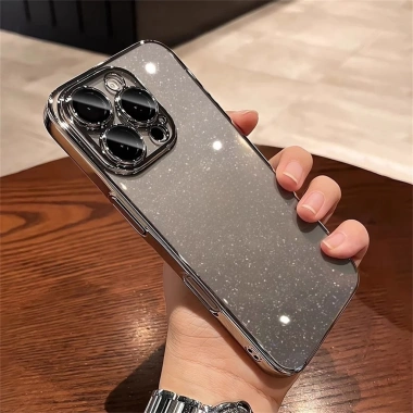 Ốp iPhone 16 Pro Max trong suốt lấp lánh, cứng PC mạ ống kính – Sang trọng, bảo vệ tối đa 9