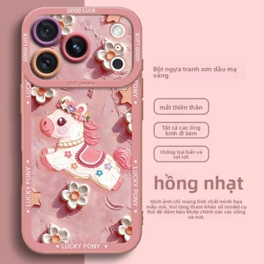 Ốp iPhone 17/16 Pro/Max/Mini Horse màu vàng phun – bảo vệ ống kính, chống sốc, dễ lau chùi 2