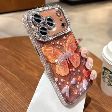 Ốp iPhone Bướm Kim Cương Lấp Lánh Chống Sốc Sang Trọng Tương Thích 13 14 15 16 17 Pro Max 123.119₫