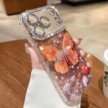 Ốp iPhone Bướm Kim Cương Lấp Lánh Chống Sốc Sang Trọng Tương Thích 13 14 15 16 17 Pro Max 123.119₫