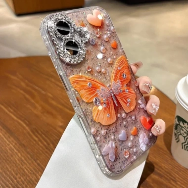 Ốp iPhone Bướm Kim Cương Lấp Lánh Chống Sốc Sang Trọng Tương Thích 13 14 15 16 17 Pro Max 123.119₫