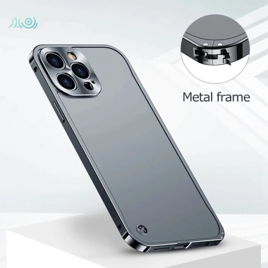 Ốp iPhone Kim Loại Sang Trọng, Khung Bảo Vệ Ống Kính, Mờ Trong Suốt cho iPhone 16/15/14 Pro Max, Plus