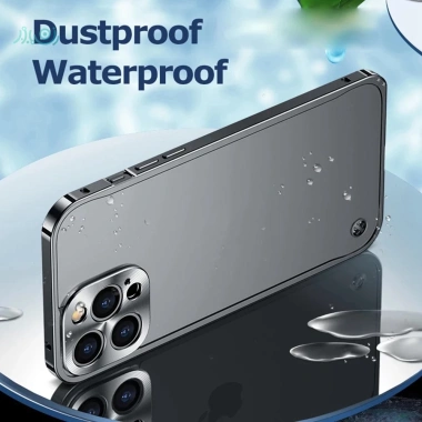 Ốp iPhone Kim Loại Sang Trọng, Khung Bảo Vệ Ống Kính, Mờ Trong Suốt cho iPhone 16/15/14 Pro Max, Plus