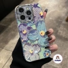 Ốp iPhone Laser Hoa Ánh Sáng Xanh TPU Mềm Chống Sốc Sang Trọng cho 11-17 Max Air