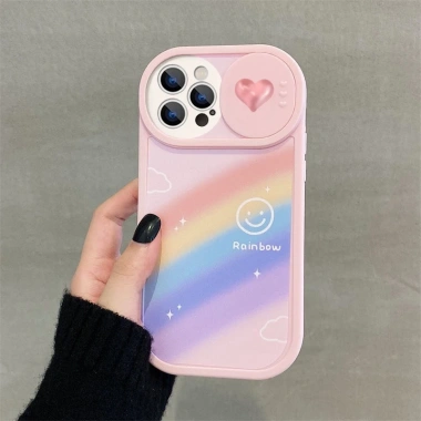 Ốp iPhone nắp trượt Tim Be Love cầu vồng gắn kẹo ngọt, tương thích iPhone 6-14 Pro/Plus/Promax – Giá 38.000đ