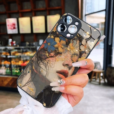 Ốp Kính 3D Cô Gái và Hoa Đẹp Dành Cho iPhone 13,12,11,XS Max,Pro Max - Giá 69k