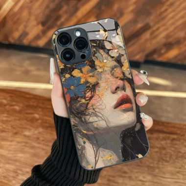 Ốp Kính 3D Cô Gái và Hoa Đẹp Dành Cho iPhone 13,12,11,XS Max,Pro Max - Giá 69k