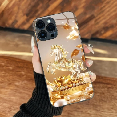 Ốp Kính Ngựa Vàng Đen Mỏng iPhone 17/16/15/14/13/12/11/8/7/6s/XR/Pro Max 68.000 VND 8