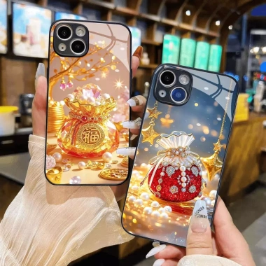 Ốp Kính Túi Pha Lê Thần Tài May Mắn Tài Lộc Cho iPhone 17/16/15/14/13/12/11 - Giá chỉ 69.000₫
