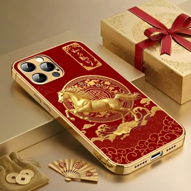 Ốp Lưng 12 Con Giáp Tài Lộc Đỏ iPhone 11/12 - Viền Mạ Vàng, Mặt Kính, 75.050₫