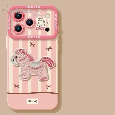 Ốp Lưng 3D DIY Hồng Sọc Nơ Ngựa + Dây Buộc cho iPhone 7-17 - Giá chỉ 9.914₫