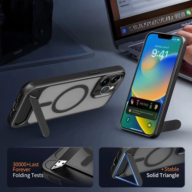 Ốp lưng cứng acrylic mờ đen, lực hút từ tính cho iPhone 11/12/13/14/15 Pro Max