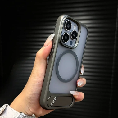 Ốp lưng cứng acrylic mờ đen, lực hút từ tính cho iPhone 11/12/13/14/15 Pro Max 8