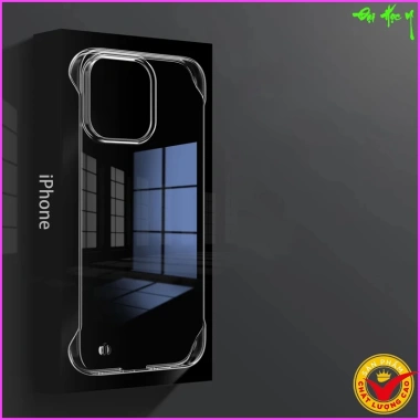 Ốp Lưng Cứng Trong Suốt Không Viền iPhone 17 16 15 14 13 12 11 X Pro Pro Max Plus e Air - Chống Ố Vàng, Ôm Khít Máy