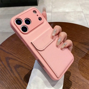 Ốp lưng da sỏi sang trọng cho iPhone 17/16/15/14 Pro Max - Chống sốc, cứng, ngăn thẻ - Giá 107.352đ