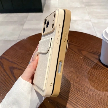 Ốp lưng da sỏi sang trọng cho iPhone 17/16/15/14 Pro Max - Chống sốc, cứng, ngăn thẻ - Giá 107.352đ