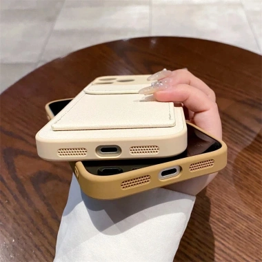 Ốp lưng da sỏi sang trọng cho iPhone 17/16/15/14 Pro Max - Chống sốc, cứng, ngăn thẻ - Giá 107.352đ