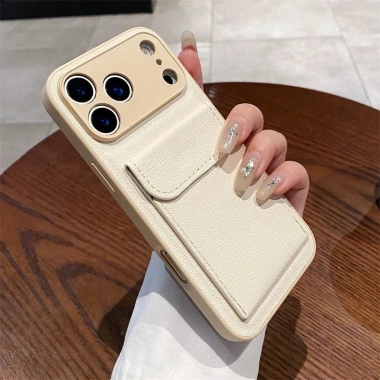 Ốp lưng da sỏi sang trọng cho iPhone 17/16/15/14 Pro Max - Chống sốc, cứng, ngăn thẻ - Giá 107.352đ