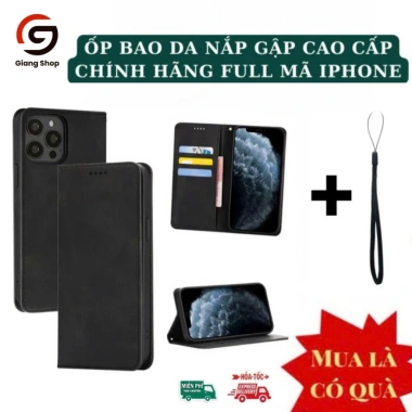 Ốp Lưng Da Ví Lật IPHONE Các Đời Máy - Hai Mặt Chất Lượng Cao, Khóa Nam Châm Sang Trọng, Tiện Dụng 58k 4