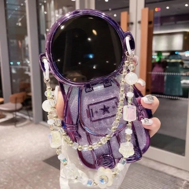Ốp lưng iPhone 11‑15 Pro Max Giá đỡ phi hành gia, vòng tay bột lấp lánh - 145.800₫