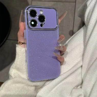 Ốp lưng iPhone 13 14 15 16 17 Pro Max màu cam sang trọng, lấp lánh, dễ thương, bảo vệ cao cấp