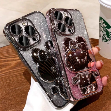 Ốp lưng iPhone 16/15/14/12/11 Pro Max – Gương Thỏ mạ lấp lánh thời trang, chỉ 36.596₫